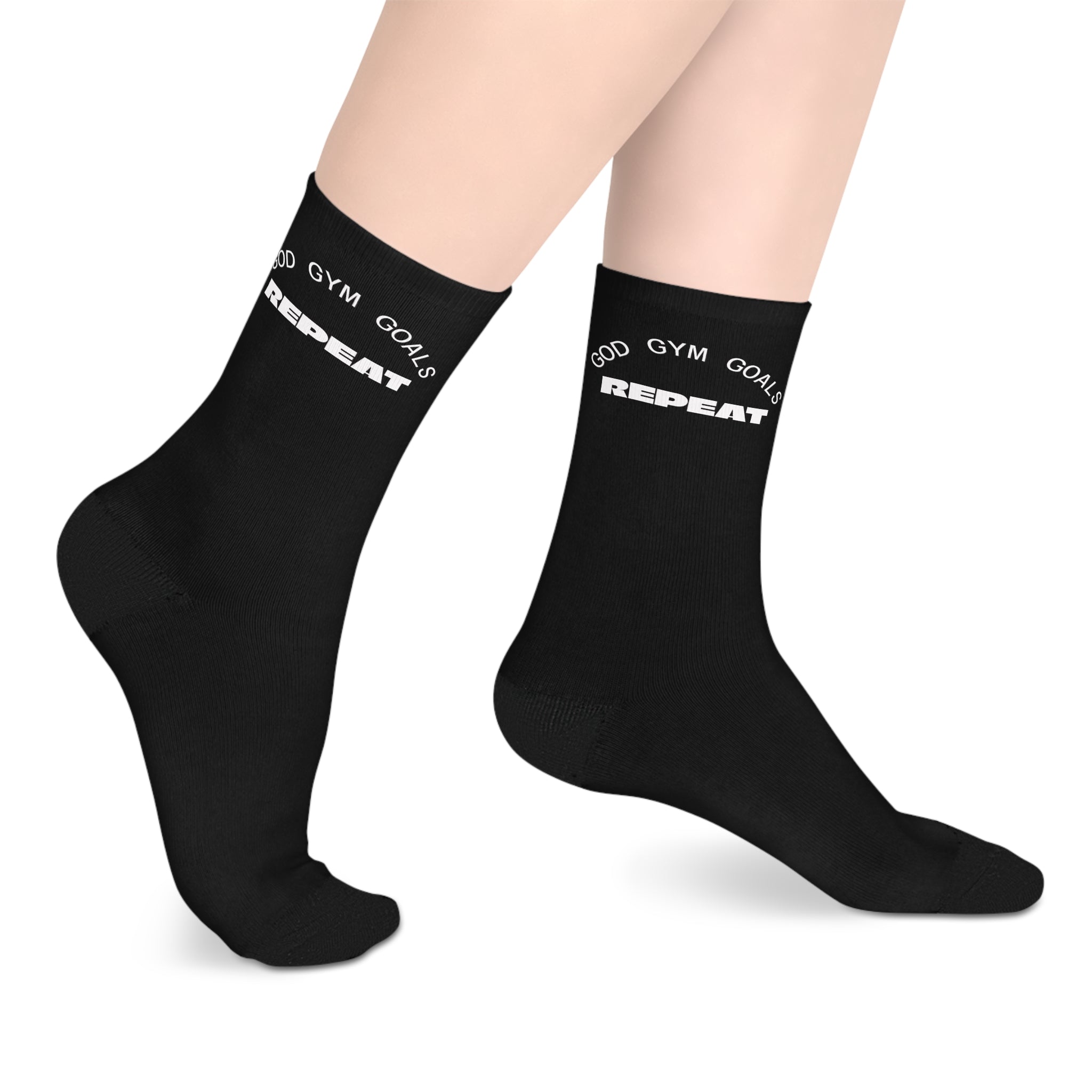 God Gym Goals Repeat Athletic Crew Socks
