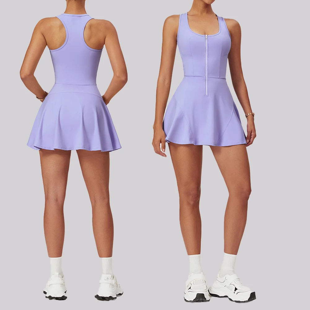 Zip-Front Active Skirt Dress